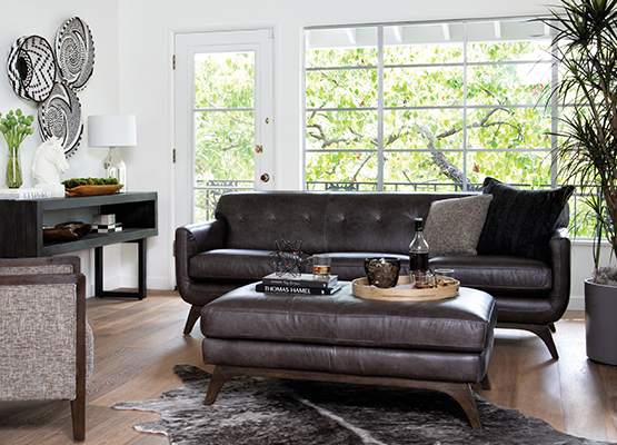 semi-aniline leather sofa