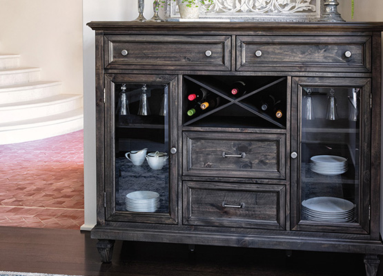 decorate a wood buffet server