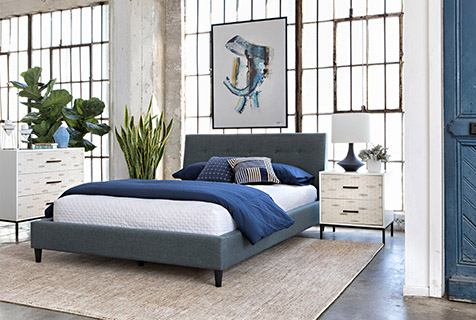 modern tufted bedroom