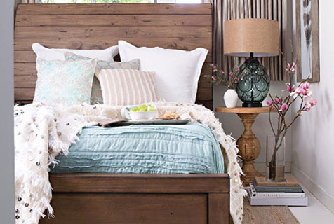 farmhouse fresh blue + brown bedroom