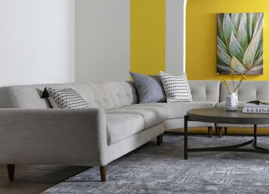 GREY TUFTED SECTIONAL SOFA