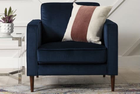 blue velvet armchair