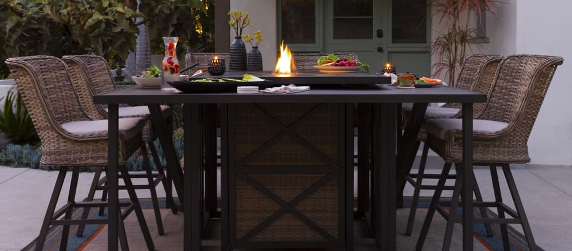 outdoor fire pit wicker chair set