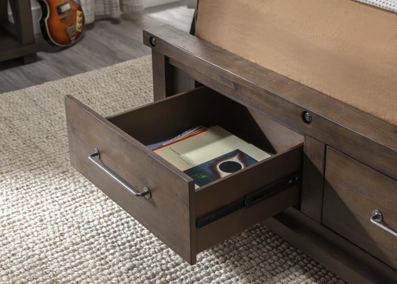 bed with book drawers