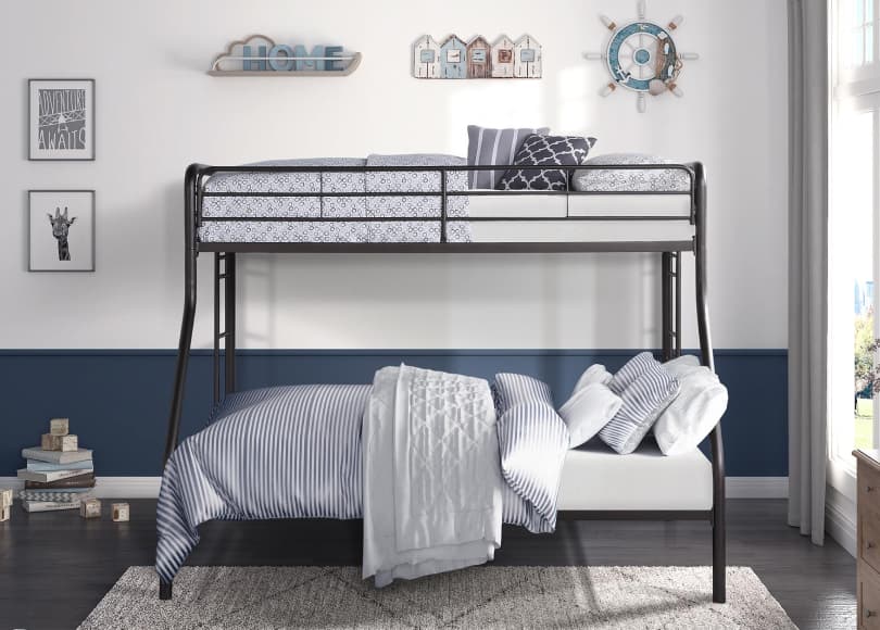 sleek metal bunk bed