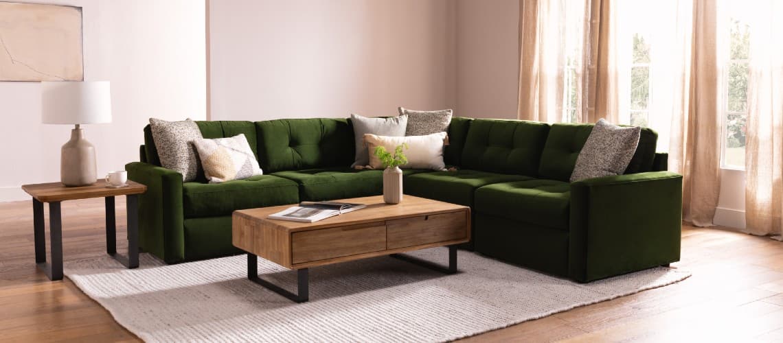 dark green couch in living room