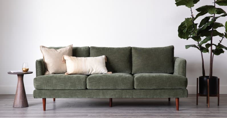 dark green sofa in living room velvet