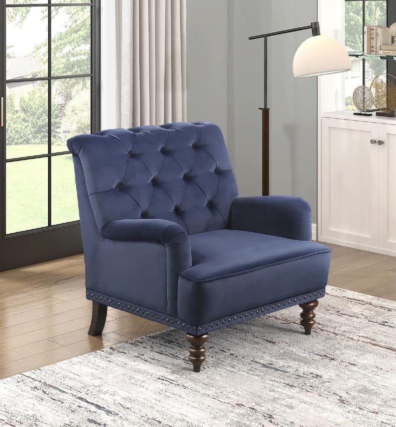 blue velvet chair tufted ideas