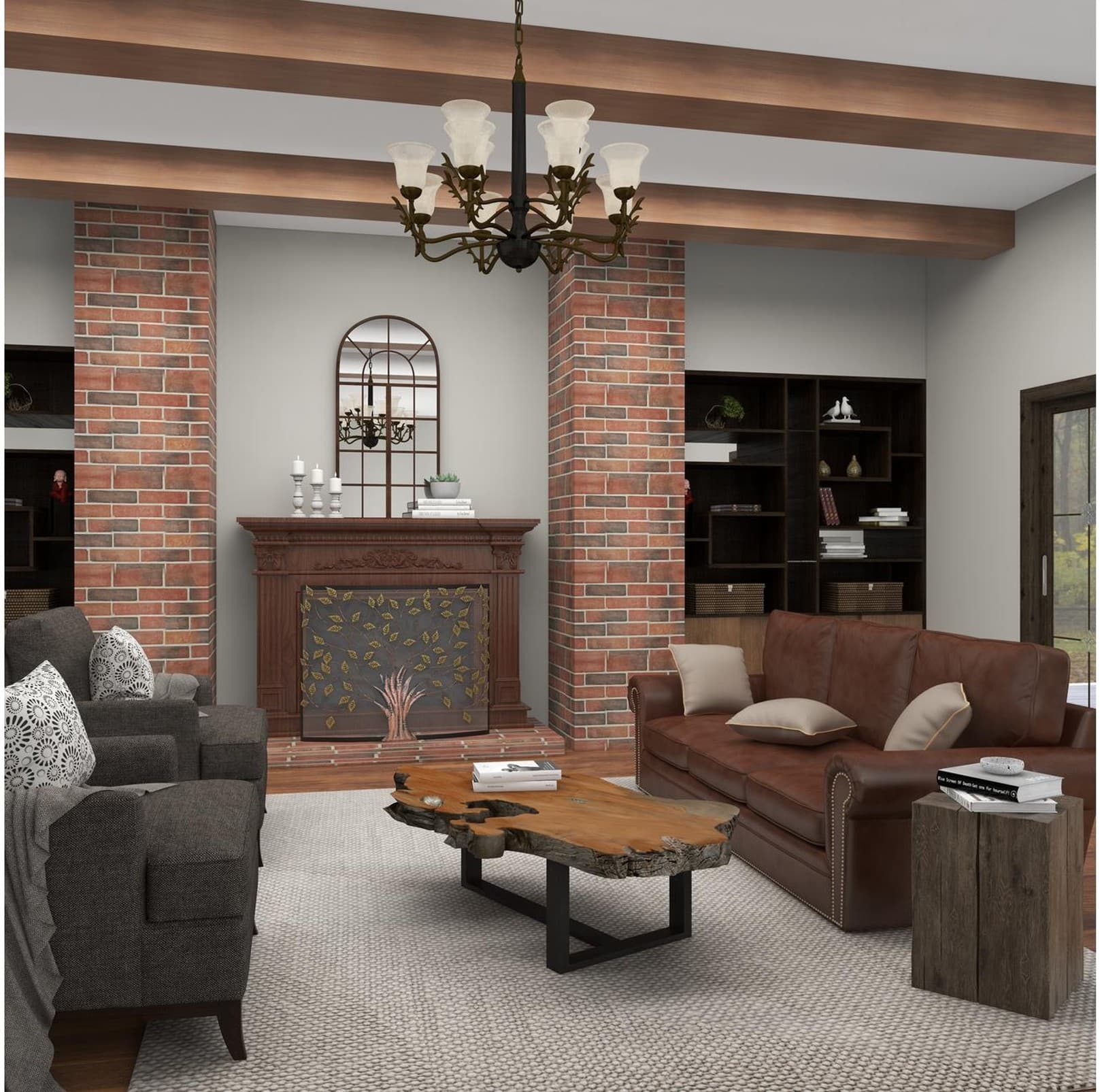 fireplace fall living room