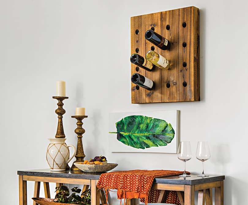 wine rack wooden wall