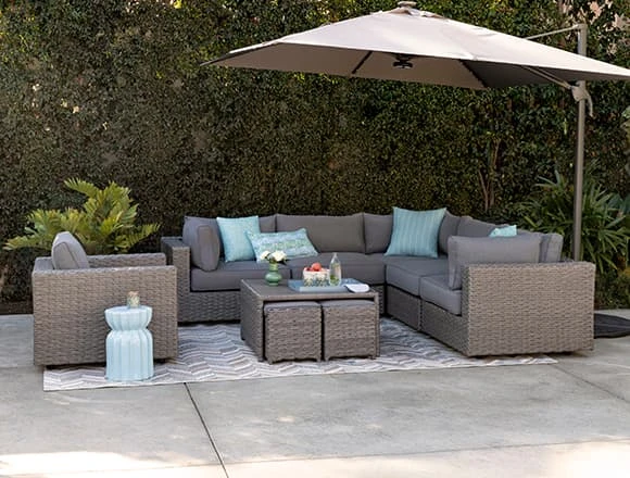 Modern Patio & Backyard with Koro Outdoor 5 Piece 105" Sectional With 3 Corners