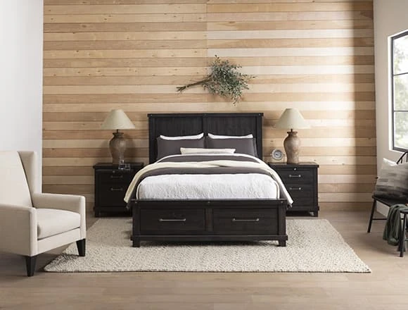 Country/Rustic Bedroom With Jaxon Queen Storage Bed 