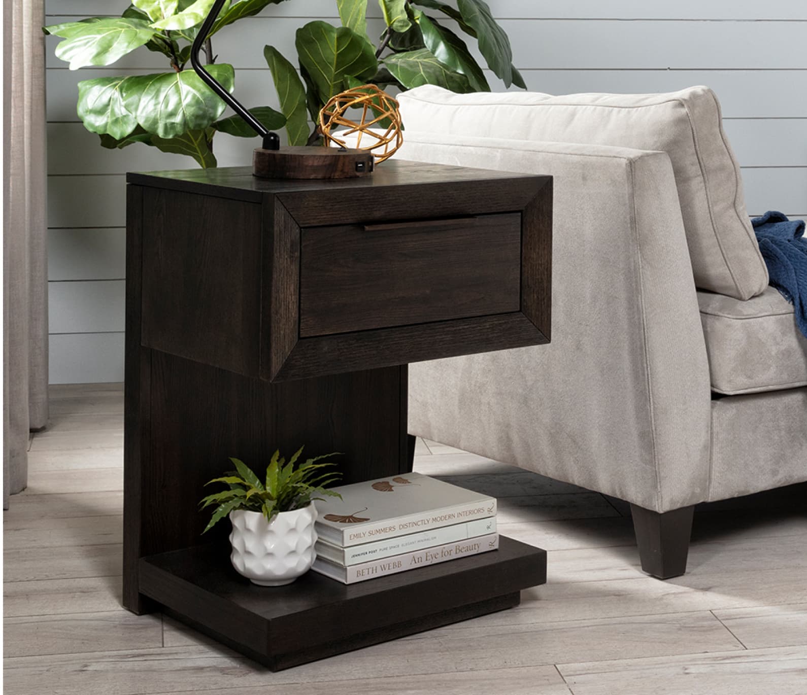 veneer and solid nightstand